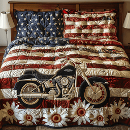 Patriotic Highway 3-Piece Quilted Bedding Set NCU0DV4363