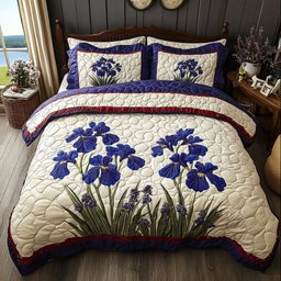 Tennessee Iris Serenity 3-Piece Quilted Bedding Set NCU0PT6243