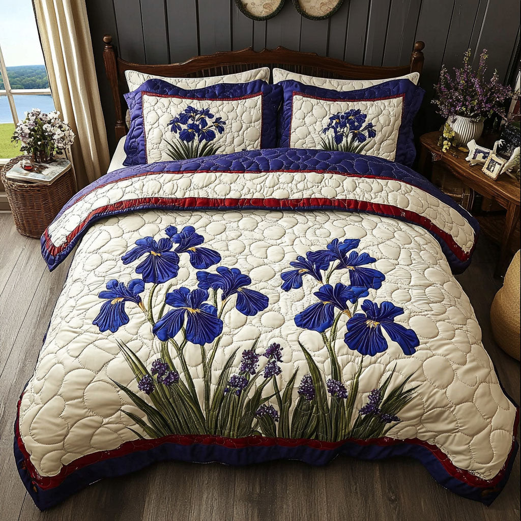 Tennessee Iris Serenity 3-Piece Quilted Bedding Set NCU0PT6243