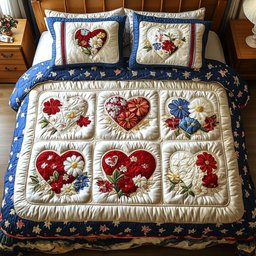Patriotic Petals 3-Piece Quilted Bedding Set NCU0NT7415