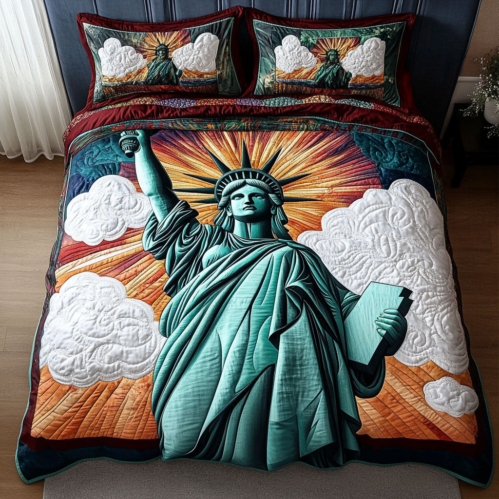 Star Spangled Liberty 3-Piece Quilted Bedding Set NCU0NT6314