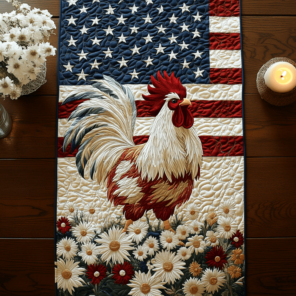 Flag Rooster Quilted Table Runner NCU0VH4197