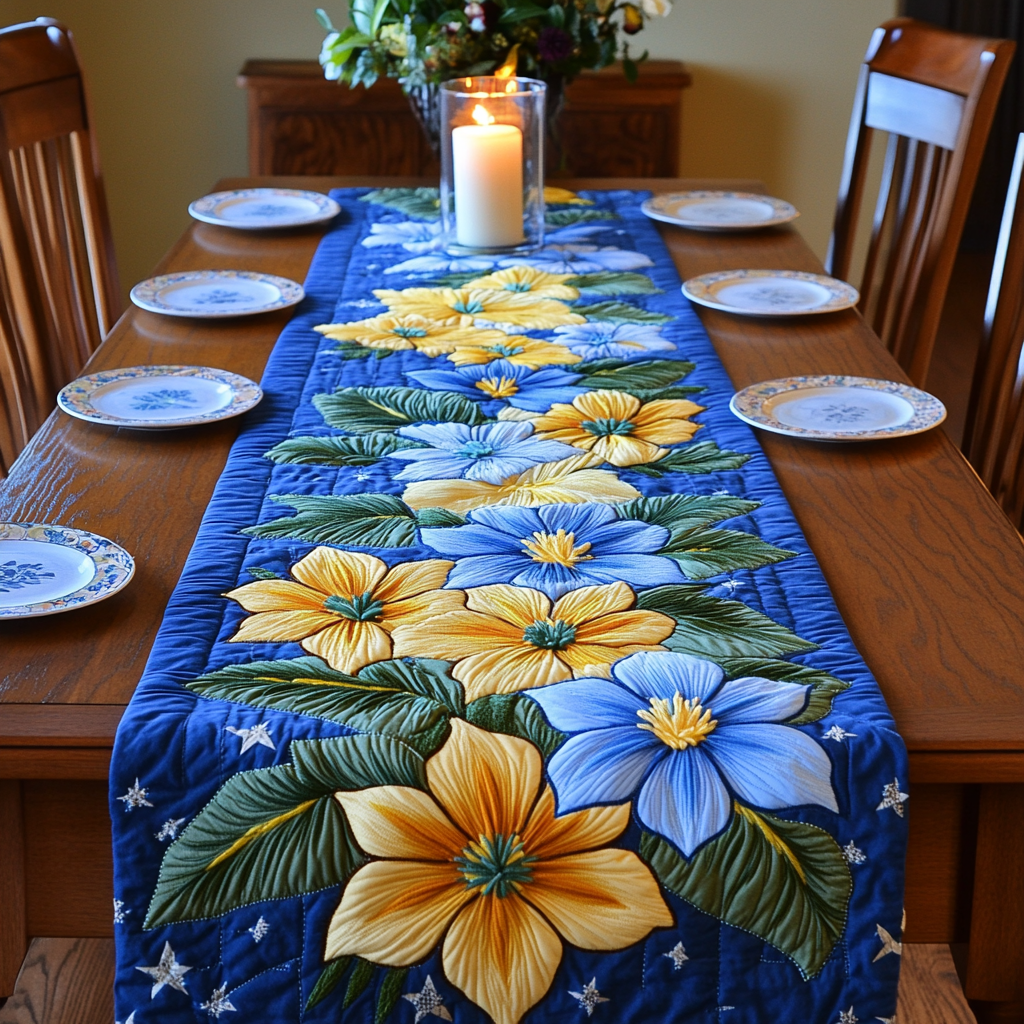 Floral Elegance Quilted Table Runner NCU0VH4469