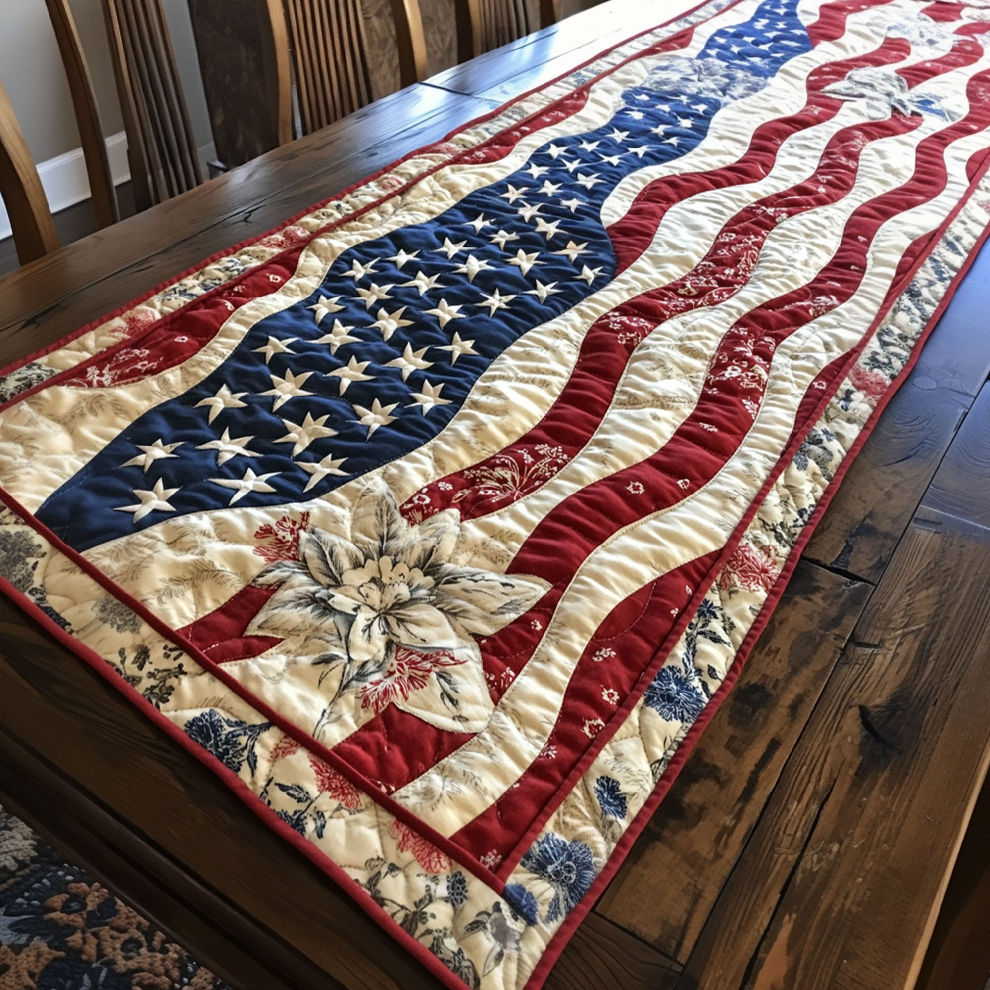 Vintage Patriot Quilted Table Runner NCU0PT5383