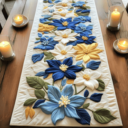 Blue Delight Quilted Table Runner NCU0VH4470