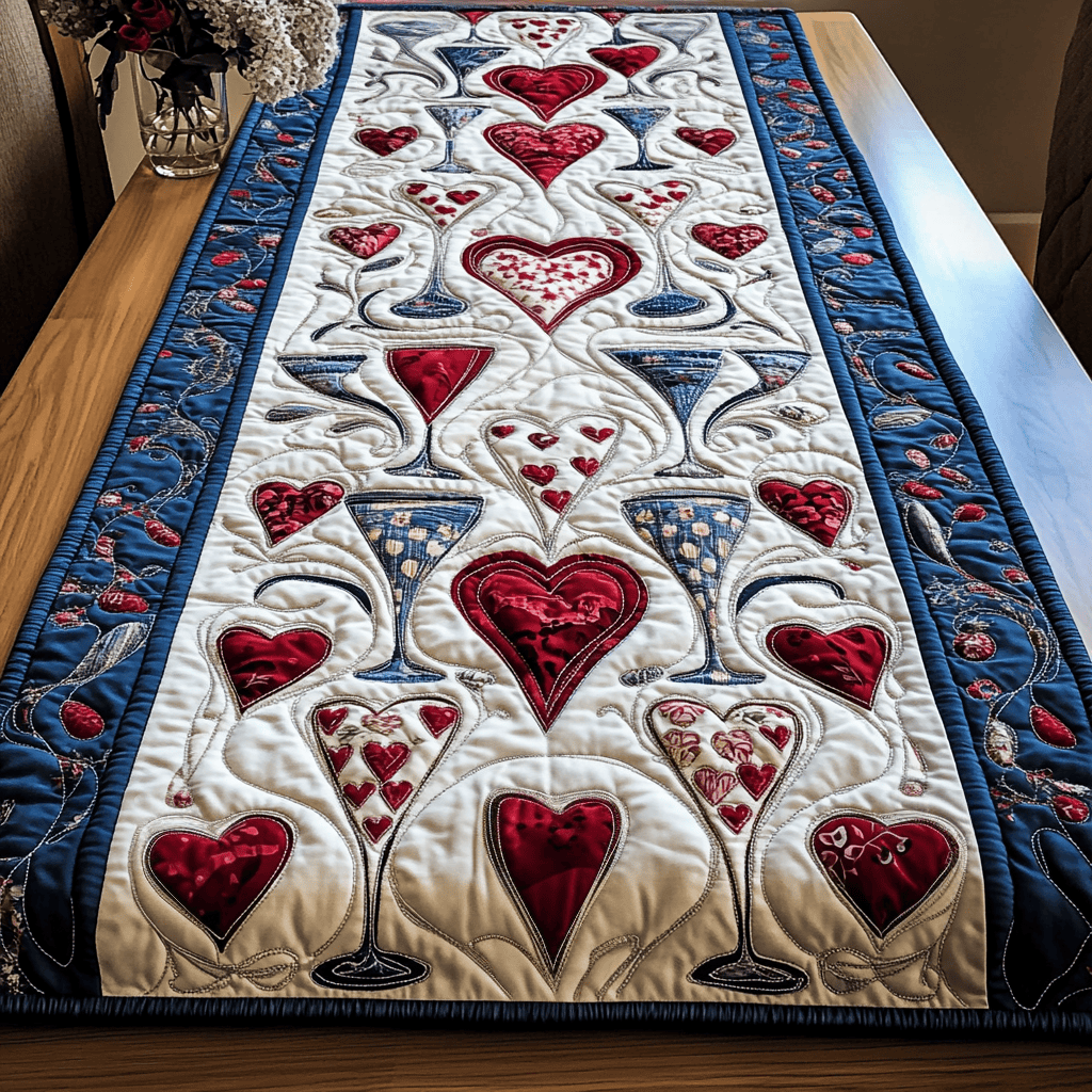 Starry Stripes Quilted Table Runner NCU0VH2614