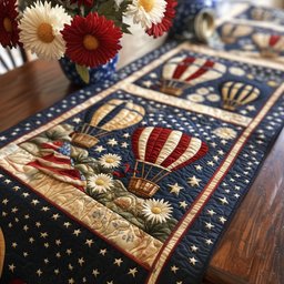 Balloon Fest Americana Quilted Table Runner NCU0PT5192