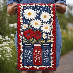 Star-Spangled Petals Quilted Table Runner NCU0PT4749