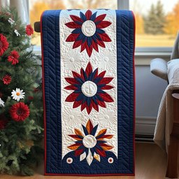 Red White and Bloom Quilted Table Runner NCU0PT4200