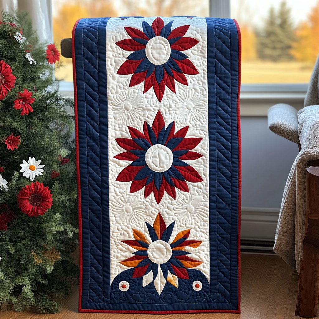 Red White and Bloom Quilted Table Runner NCU0PT4200