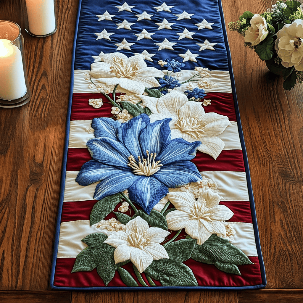 Floral Fantasy Quilted Table Runner NCU0VH4480