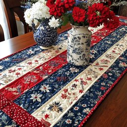 Stars and Petals Quilted Table Runner NCU0PT5381