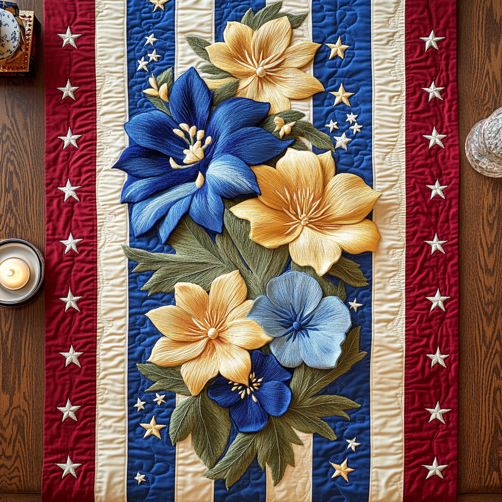 Elegant Blooms Quilted Table Runner NCU0VH4476