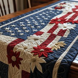 Stars Over America Quilted Table Runner NCU0PT4848