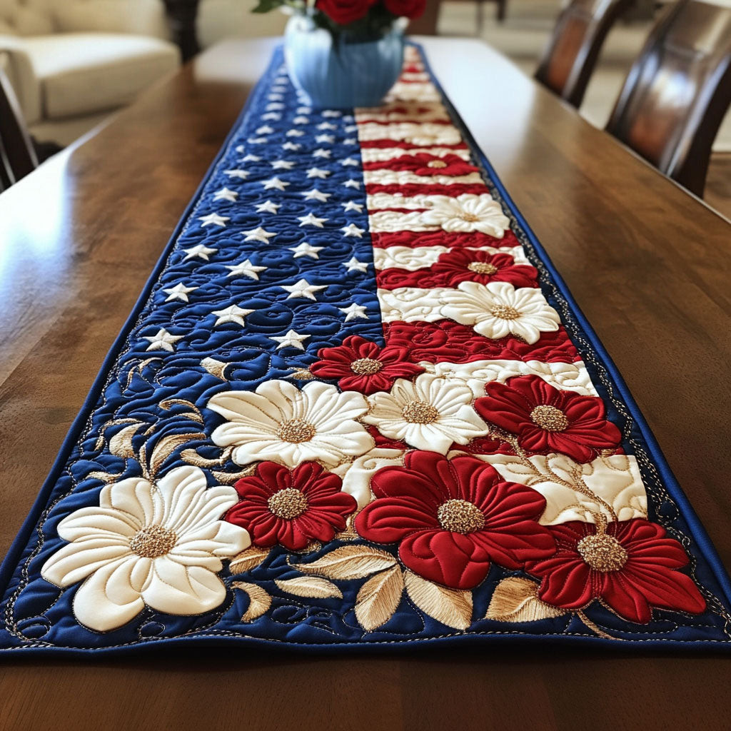 Vintage Bloom Banner Quilted Table Runner NCU0NT5976