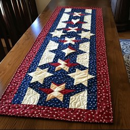 Patriotic Patchwork Quilted Table Runner NCU0PT4845