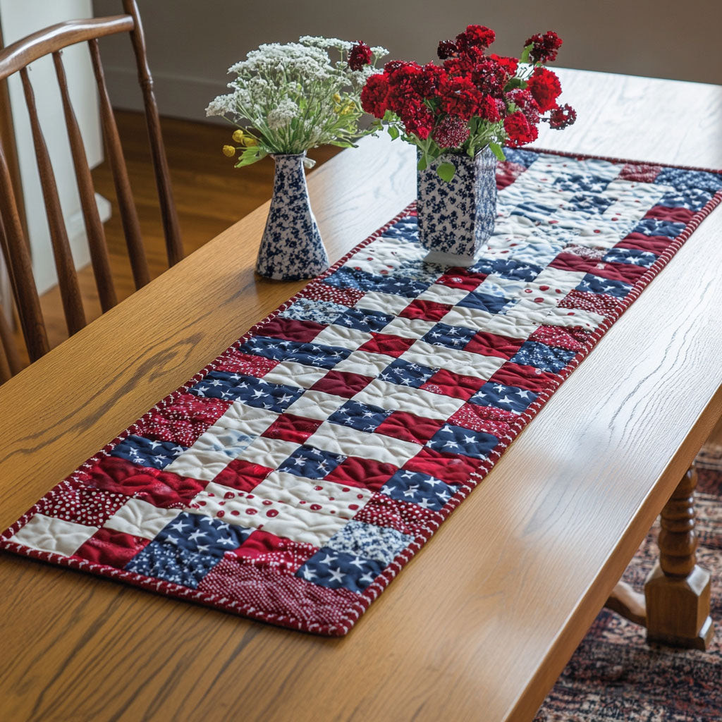 Patriotic Charm Quilted Table Runner NCU0PT3311
