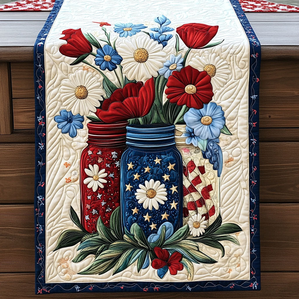 Patriotic Bloom Quilted Table Runner NCU0PT4748