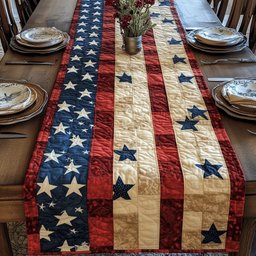 Patriotic American Quilted Table Runner GFTOTP4026