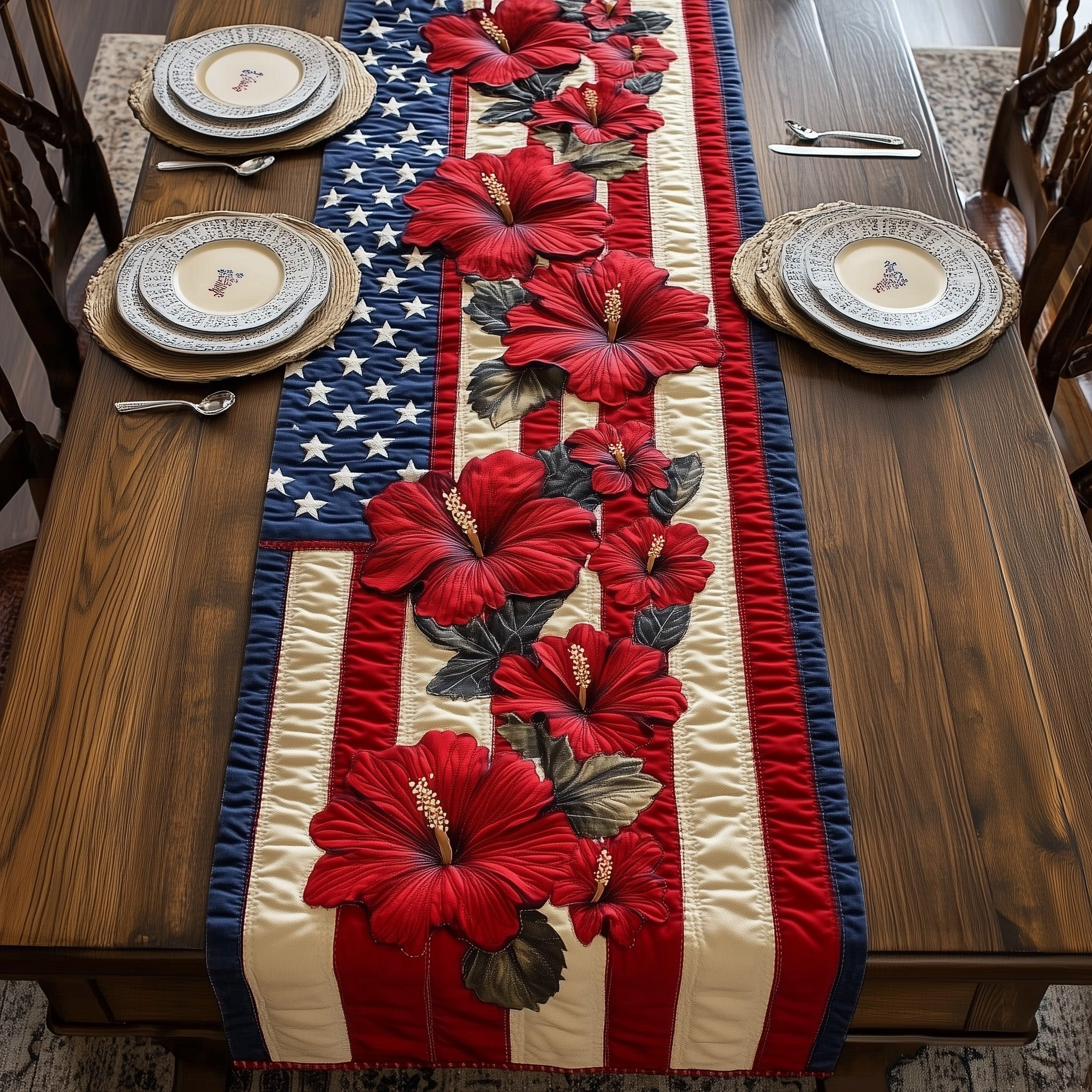 Hibiscus Quilted Table Runner GFTONT787
