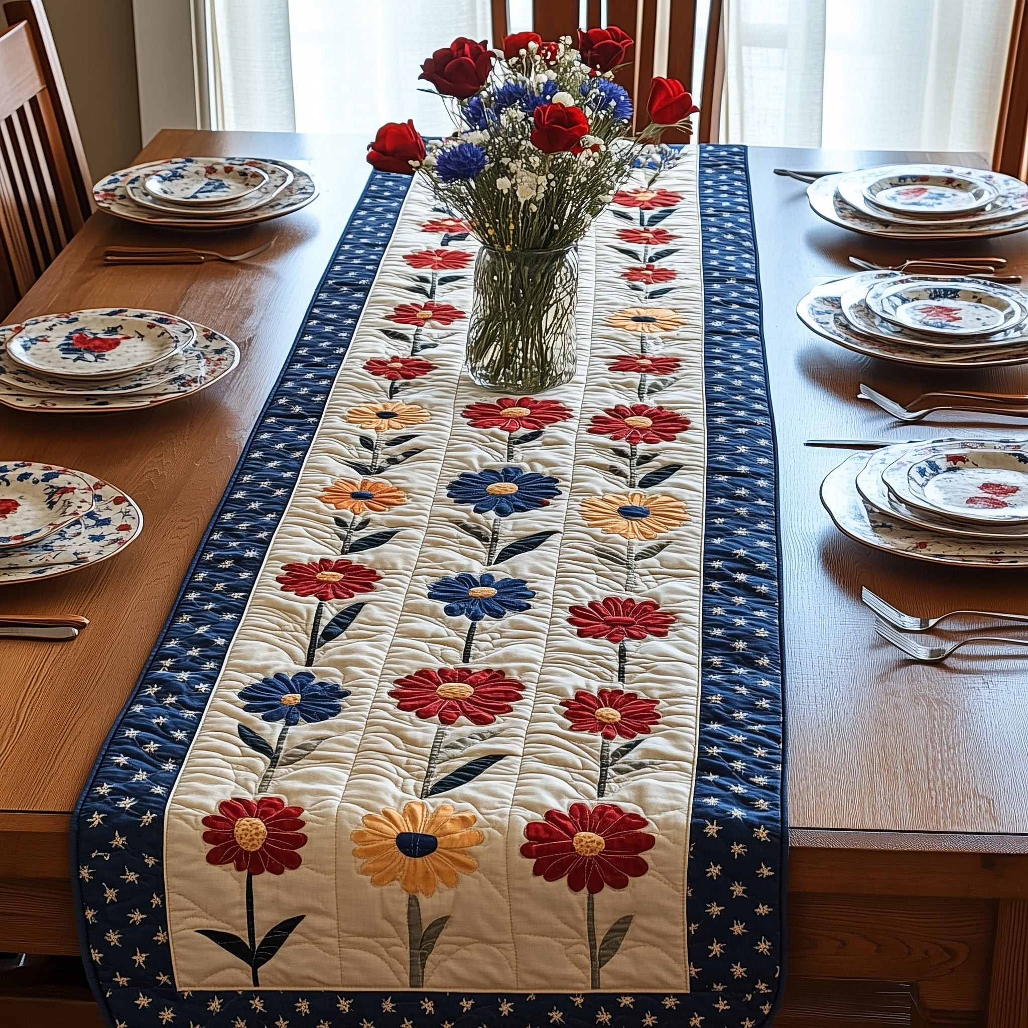 Patriot Petal Quilted Table Runner GFTONT878