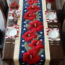 Hibiscus Quilted Table Runner GFTONT786