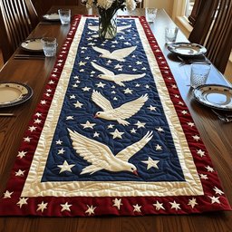 Patriotic Dove Quilted Table Runner GFTOHD5227