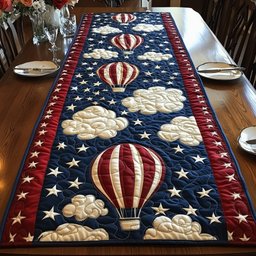 Patriotic Hot Air Balloon Quilted Table Runner GFTOHD5229
