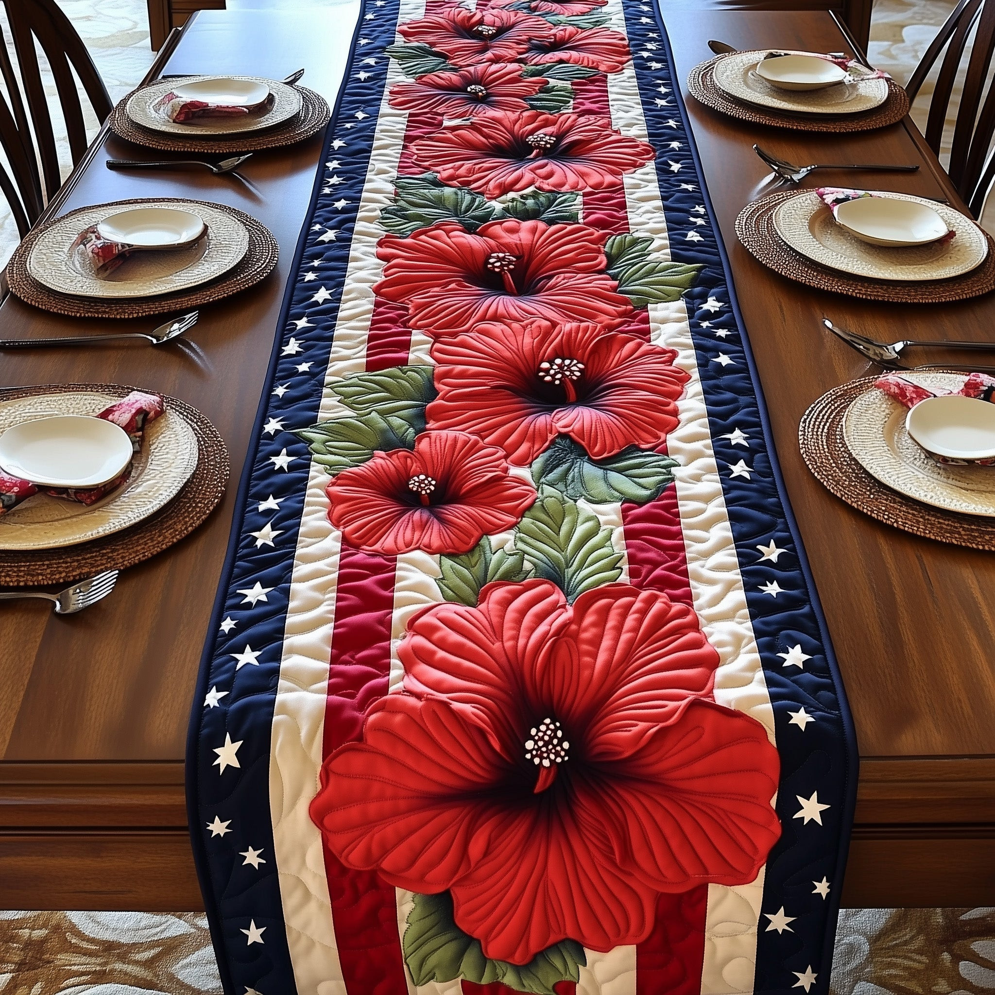 Hibiscus Quilted Table Runner GFTONT788