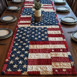 Patriotic American Quilted Table Runner GFTOTP4023