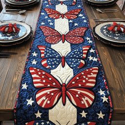 Patriotic Butterfly Quilted Table Runner GFTOMA1164