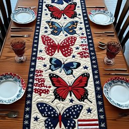 Patriotic Butterfly Quilted Table Runner GFTOMA1168