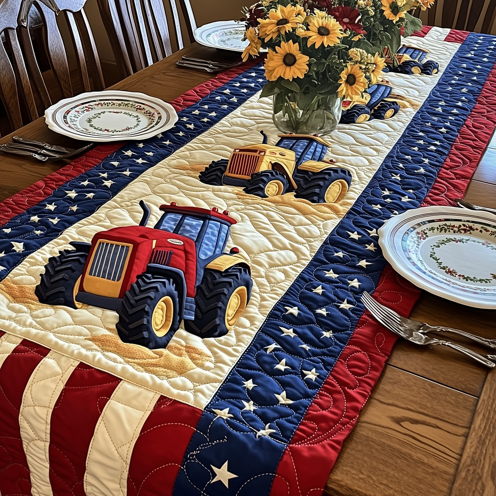 Rustic Farm Tractor Quilted Table Runner GFTOTP6052