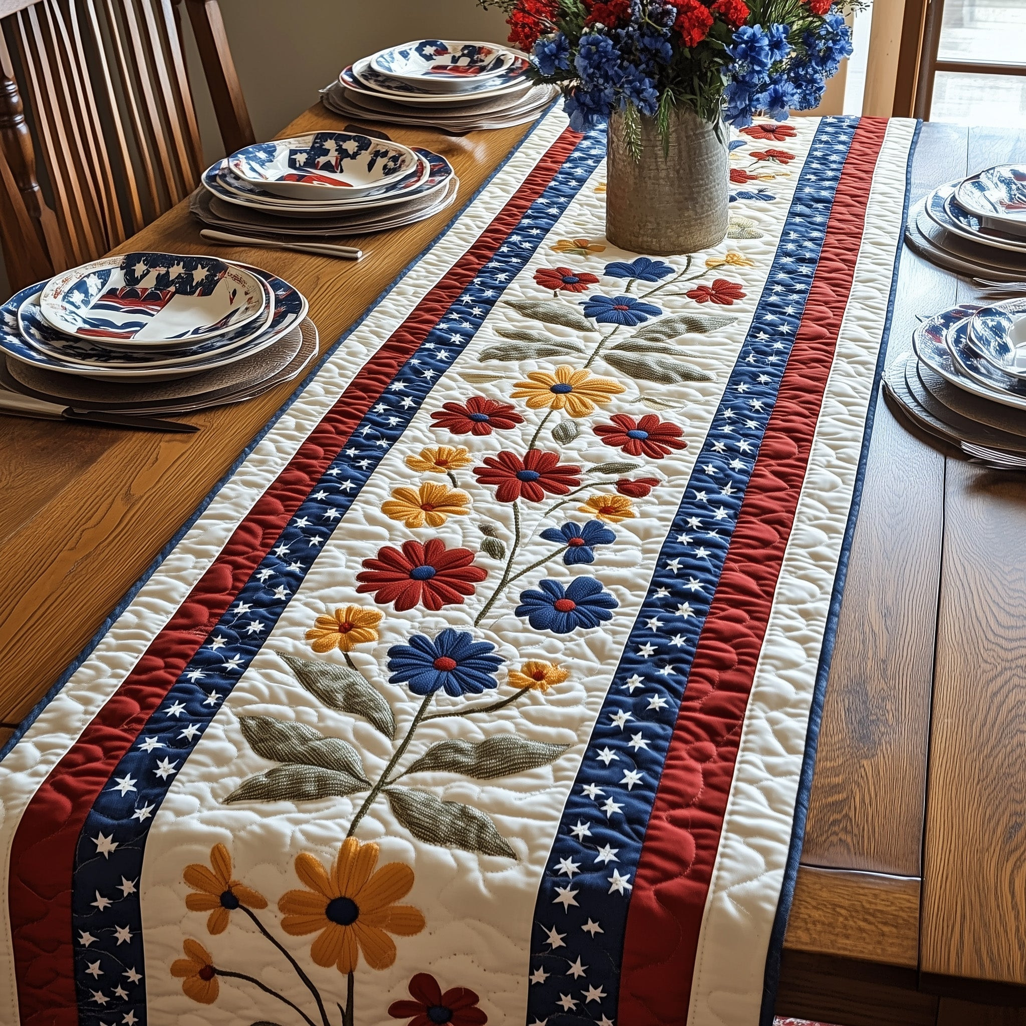Patriot Petal Quilted Table Runner GFTONT875
