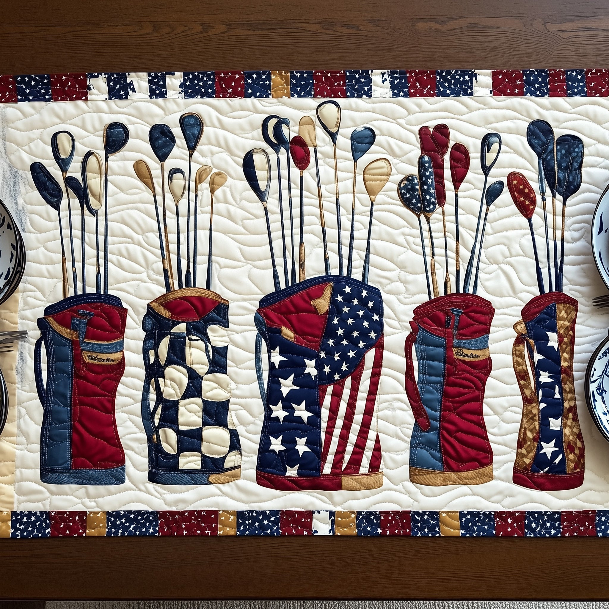 Patriotic Golfer Quilted Table Runner GFTONT603