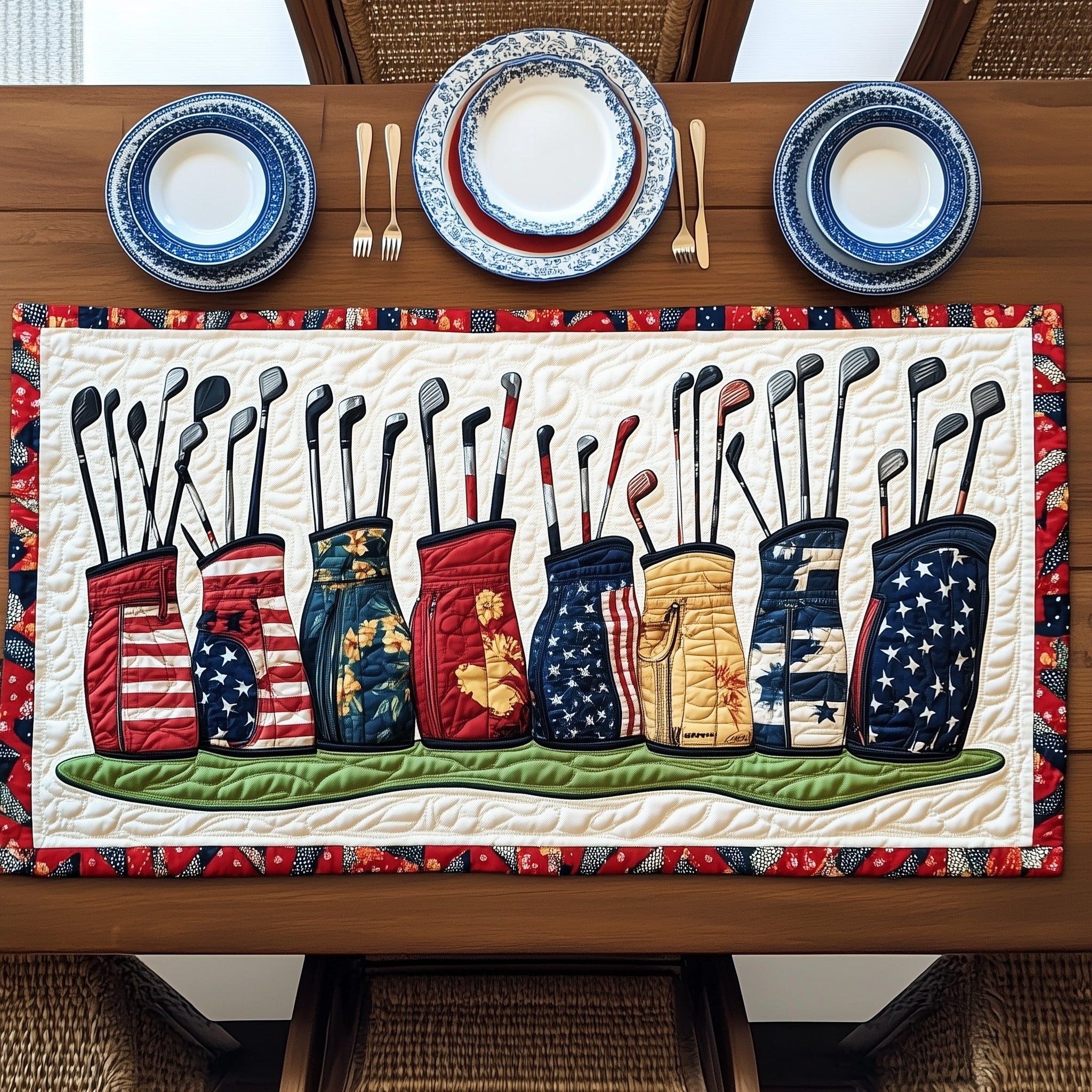 Patriotic Golfer Quilted Table Runner GFTONT601