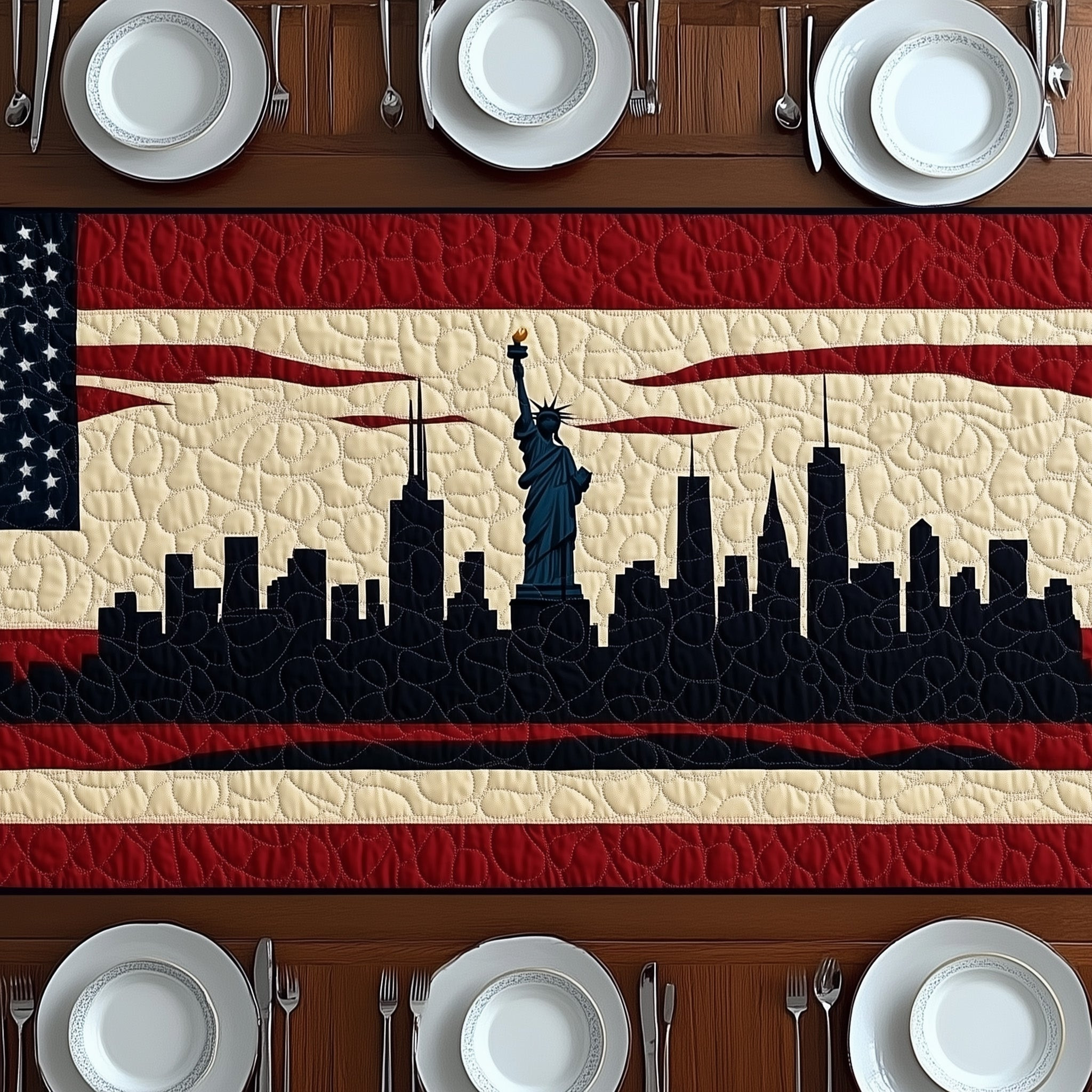 Patriotic Skylin Quilted Table Runner GFTOMA1093
