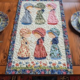 Vintage Sunbonnet Sue Quilted Table Runner GFTOHD6691