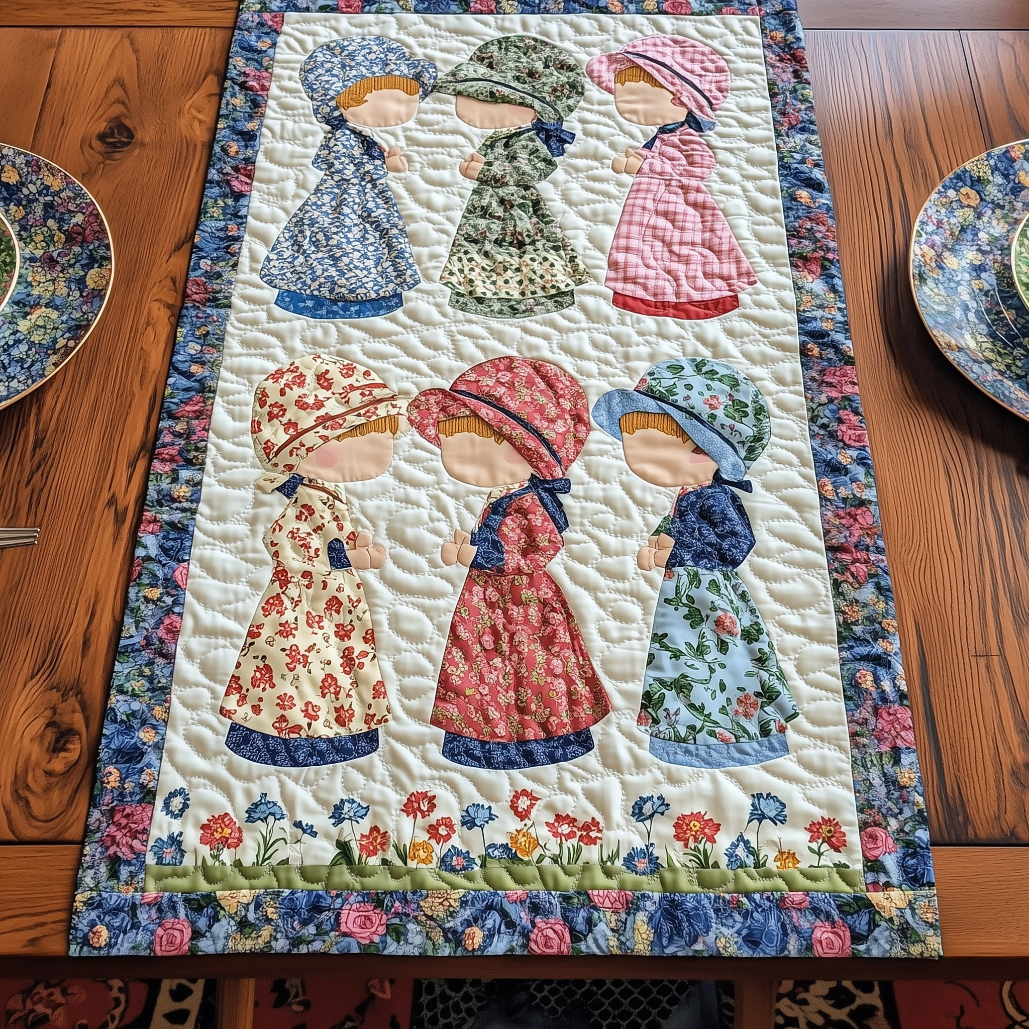 Vintage Sunbonnet Sue Quilted Table Runner GFTOHD6691