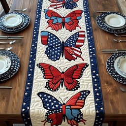 Patriotic Butterfly Quilted Table Runner GFTOMA1167