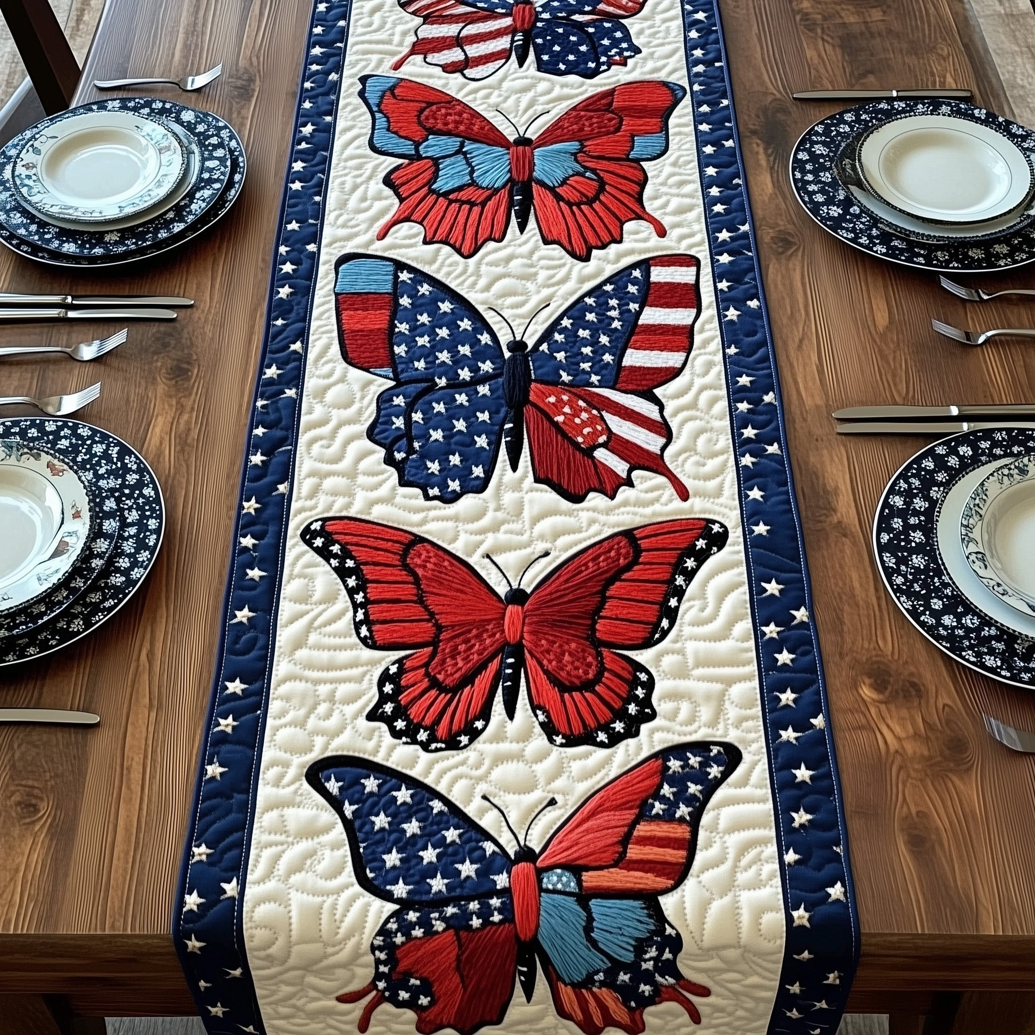 Patriotic Butterfly Quilted Table Runner GFTOMA1167