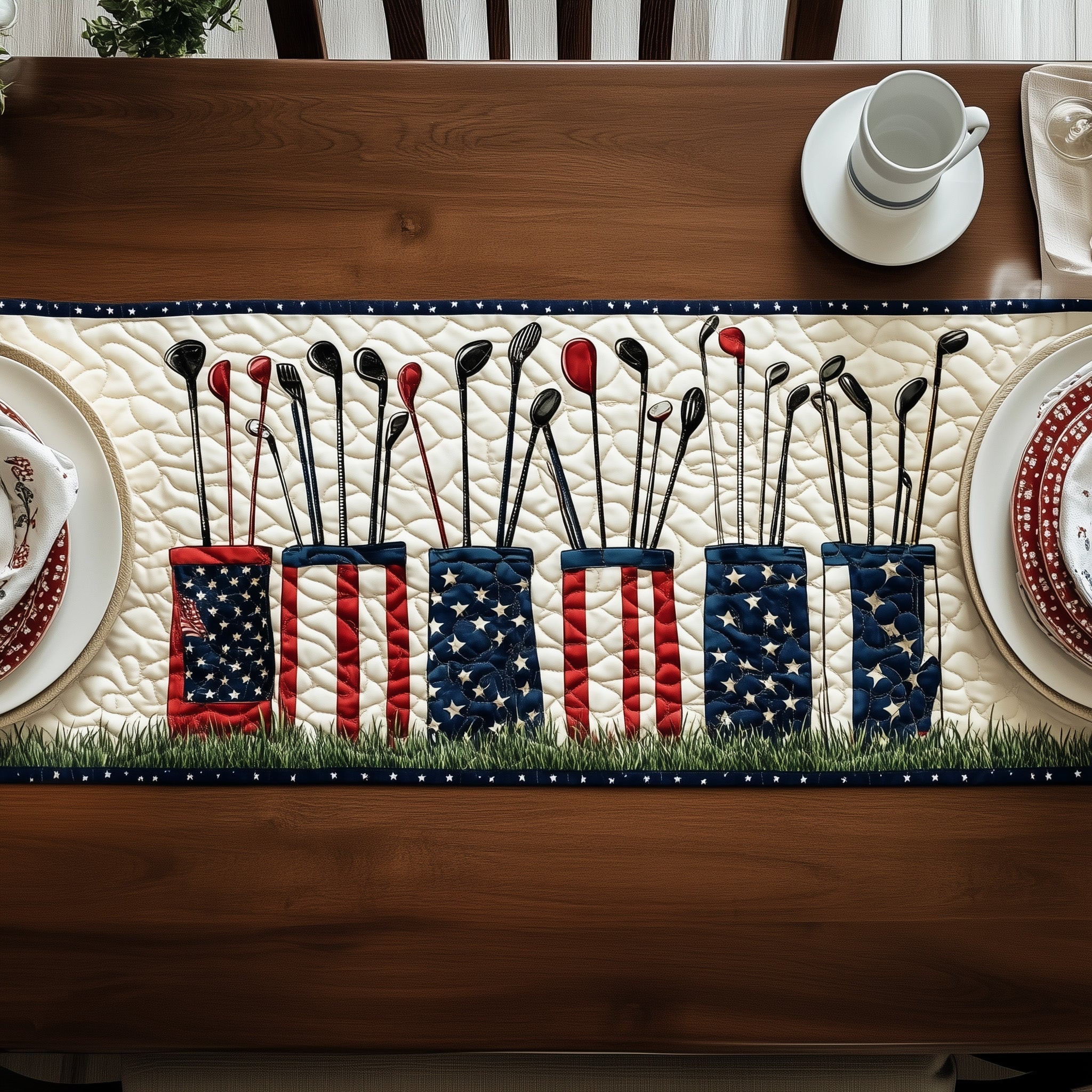 Patriotic Golfer Quilted Table Runner GFTONT604