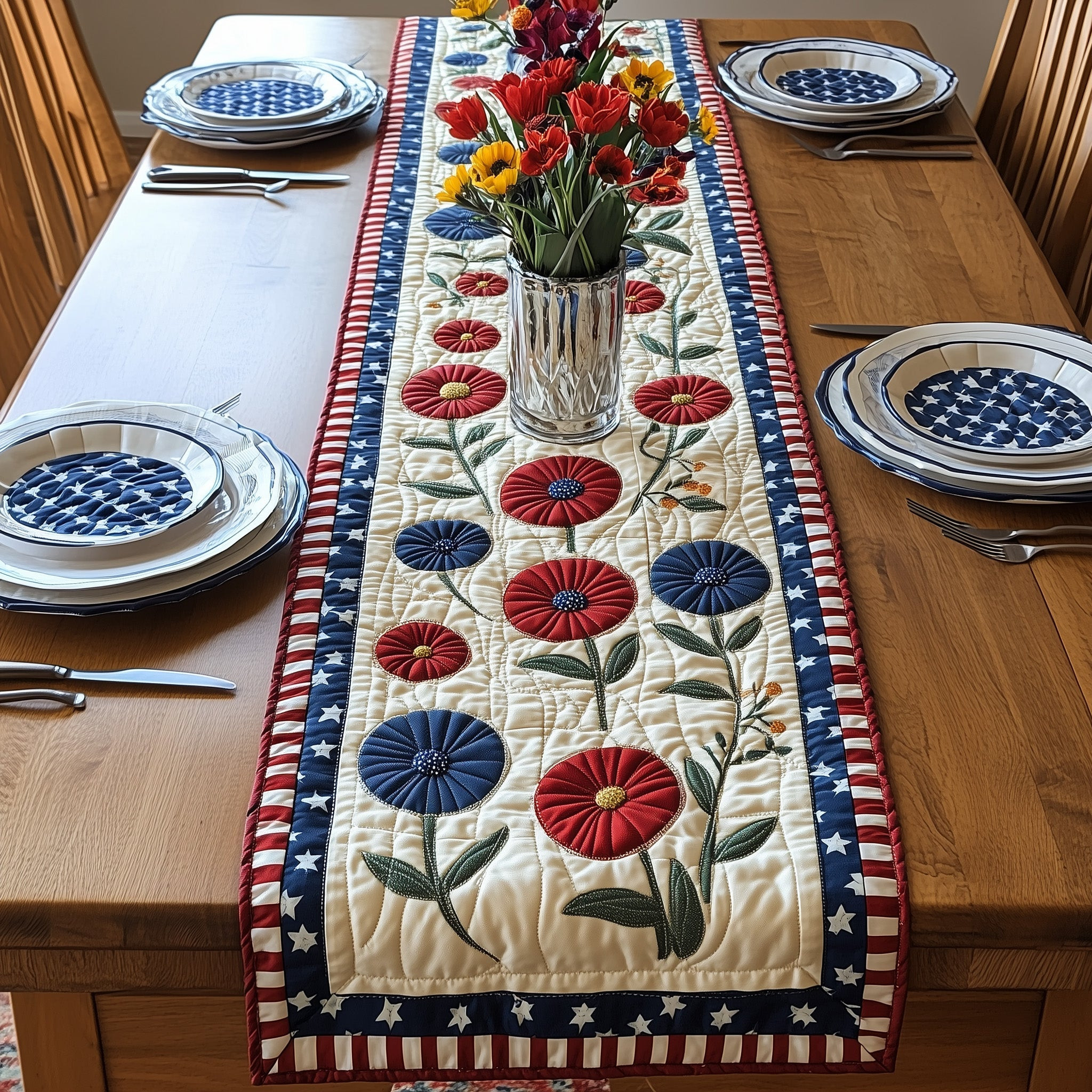 Patriot Petal Quilted Table Runner GFTONT874