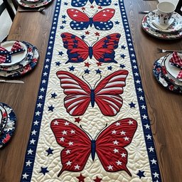 Patriotic Butterfly Quilted Table Runner GFTOMA1165