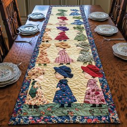 Vintage Sunbonnet Sue Quilted Table Runner GFTOHD6695