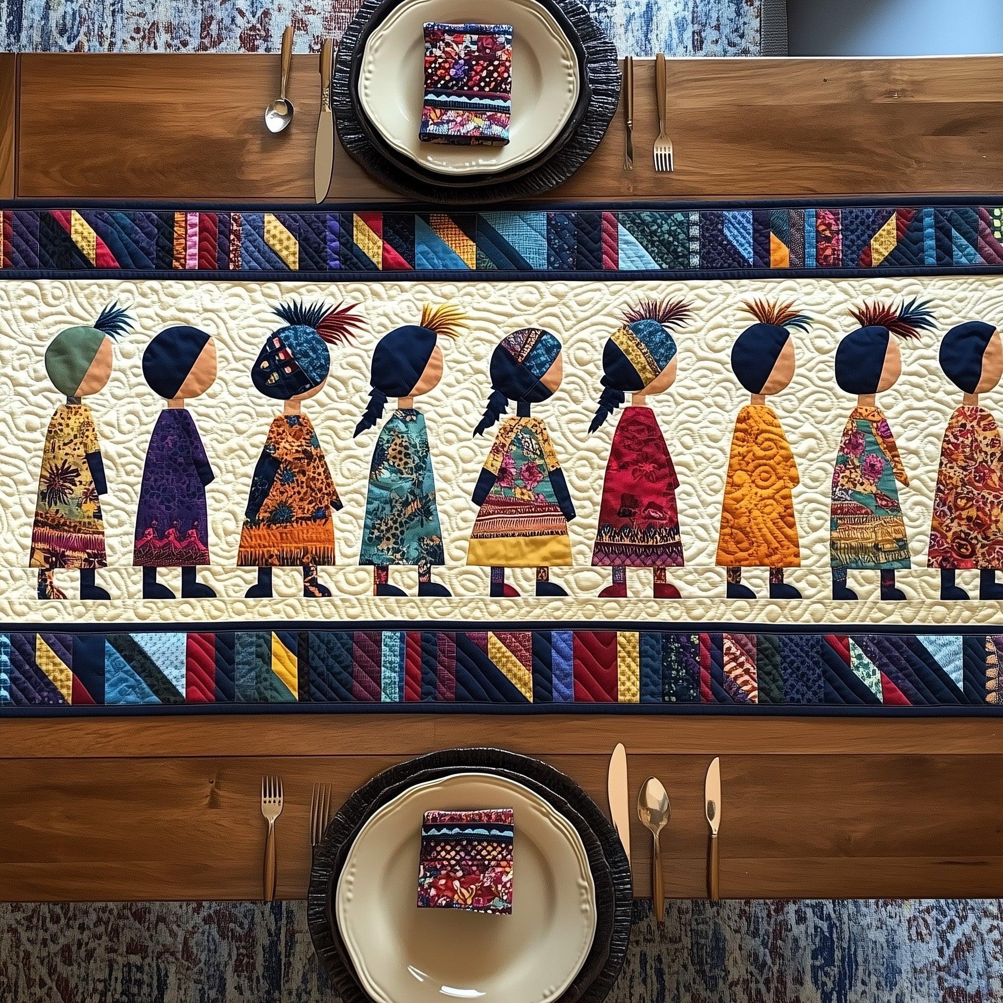 Native Sunbonnet Sue Quilted Table Runner GFTOHD6699