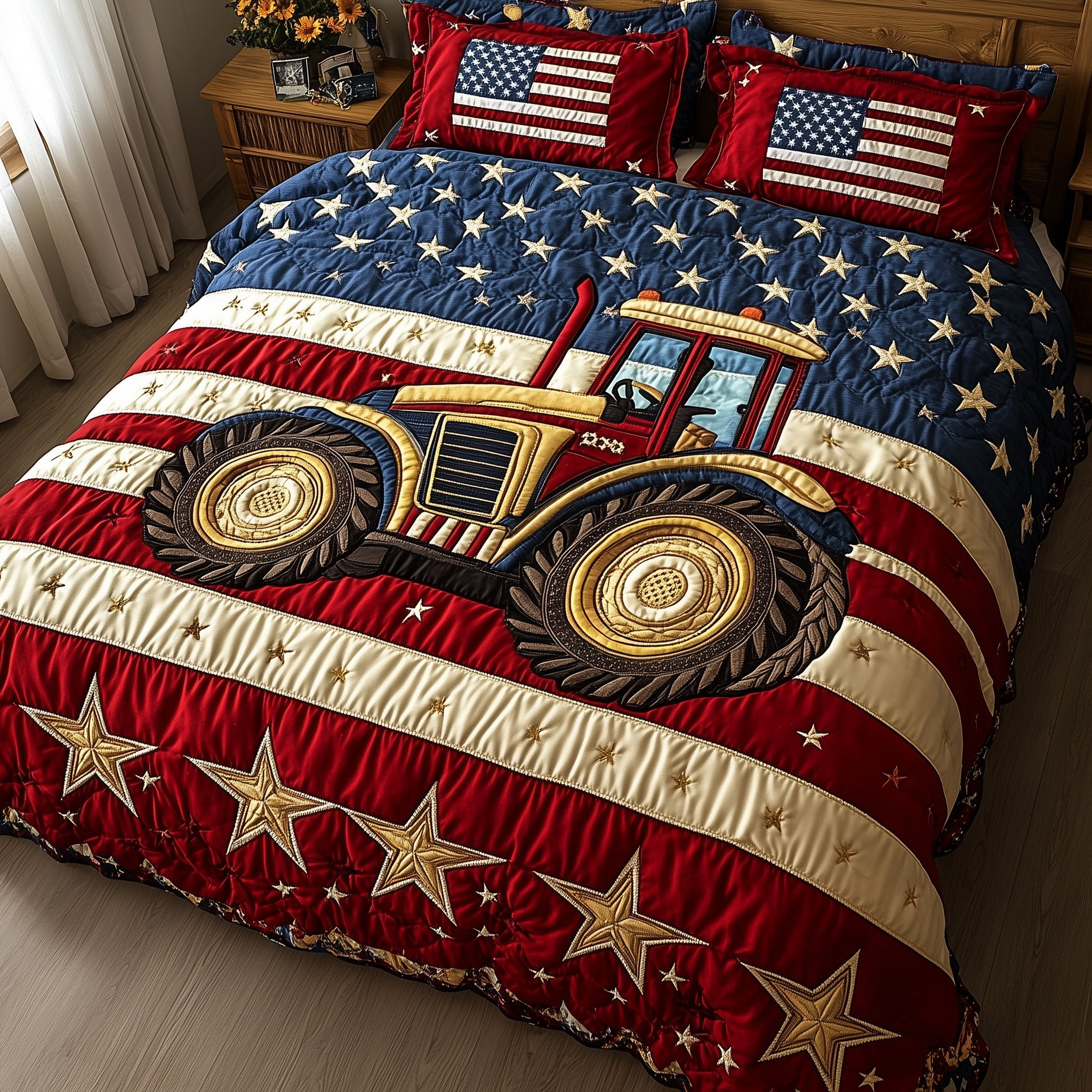 Rustic Patriot Farm 3-Piece Quilted Bedding Set GFTOTP5953