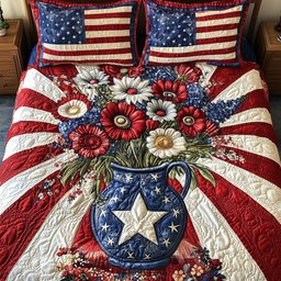 Patriotic Floral 3-Piece Quilted Bedding Set GFTONT801