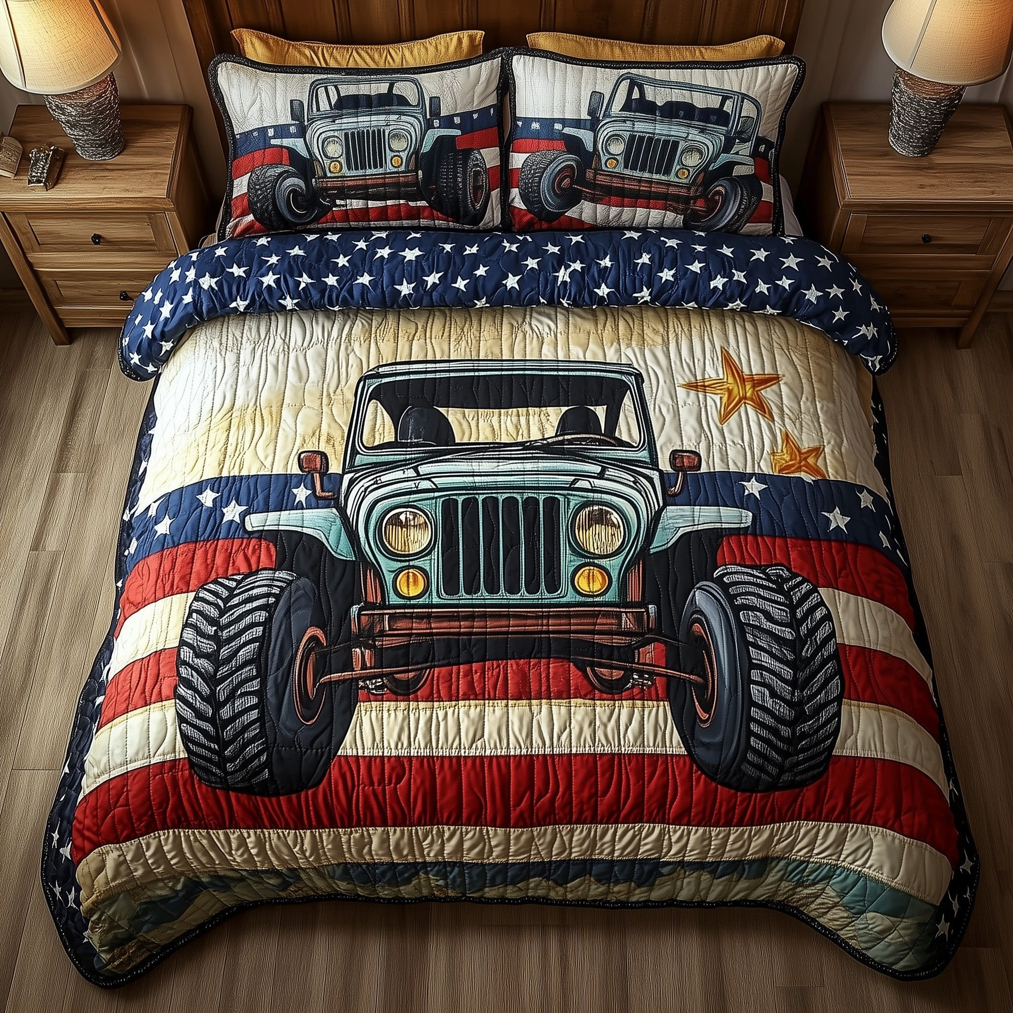 Patriotic Chase 3-Piece Quilted Bedding Set GFTONT659