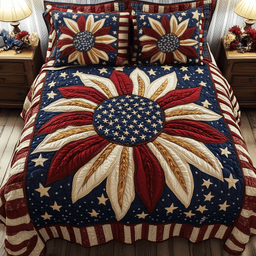 Patriotic Sunflower 3-Piece Quilted Bedding Set GFTOTP1173